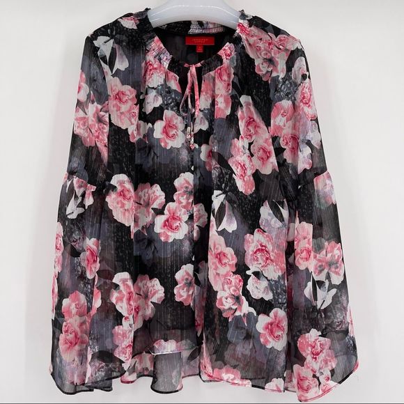 Jennifer Lopez Tops - JENNIFER LOPEZ XL FLOWERY AND FLOWY BLOUSE